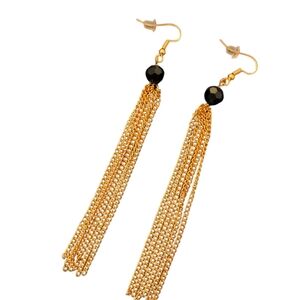 Long tassel chain earrings in gold tone